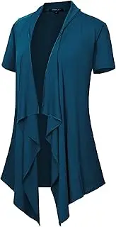 [Urban CoCo] Women's Short Sleeve Draped Open Front Cardigan Vest Asymmetric Hem