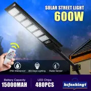 600W Solar Flood Street Light Sensor Remote Security Floodlight Wall Yard Lamp