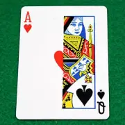 Ace of Hearts, Queen Spades Half Vertical, Blue Bicycle Gaff Playing Card