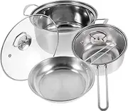 BESTOYARD 1Set Stainless Steel Cookware Set Includes Stock Pot Frying Pan Milk Pot Easy to Clean Comfortable Grip for Everyday Cooking