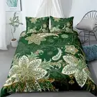 Green Flower Quilt/Duvet/Doona Cover Set Single/Double/Queen/King/S King Bed