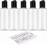 DNSEN 5 Pack 3.4 oz Travel Bottles for Toiletries TSA Approved Leakproof Plastic Empty Travel Size Bottles Containers with Labels