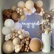 LDFWAYAU White Caramel Coffee Grey Skin Balloons Arch Garland Kit 124Pcs Balloons for 1st Birthday Baby Shower Wedding Centerpiece Backdrop Background Decorations (Coffee)