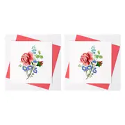 2x Boyle Handmade Paper 15cm Quilled Greeting Card/Envelope Rose & Flower Bunch