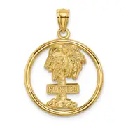 14k Yellow Gold FLORIDA On Palm Tree In Circle Charm