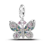 Pandora Charms Bracelet With Crystal Love 925 Silver Charm Butterfly