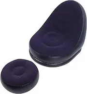 Inflatable Leisure Sofa Chair, Outdoor Lazy Lounge with Footstool for Camping Travel Hiking Garden (Dark Blue)