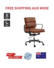 Matt Blatt Eames Premium Replica Low Back Soft Pad Office Chair (Leather Tan / B