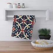 Red, White & Blue, Kitchen Tea Towel Cotton, Mediterranean, Boho, Modern Pattern