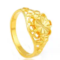 在飛比找蝦皮購物優惠-H2515 太陽花朵黃金戒指 女戒 小花紋仿金指環 鍍18K