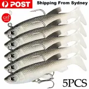 Soft Plastic Lures Poddy Mullet Flathead Jig Heads Barra Cod Fishing Tackle AU
