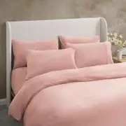 Sheraton Luxury Cosy Teddy Quilt Cover Set Blush (Single, Double, Queen, King)