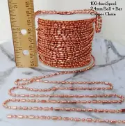 100 feet COPPER Ball Chain Bar + Ball Bead~ 2.4mm w/ 100 Connectors Made in USA