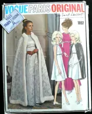 Vintage VOGUE PARIS ORIGINAL YVES SAINT LAURENT Cape & Dress Pattern Sz 12 Uncut