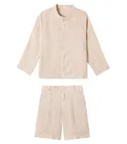 [Il Gufo] Il Gufo Linen T-Shirt and shorts set Y 4 brown