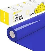 Blue HTV Heat Transfer Vinyl - Eizycut 12" x 25FT Easy to Cut & Weed White Iron on Vinyl Roll for T Shirts, Fabrics & DIY Projects, Durable HTV Compatible with All Cutting Machines