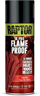 U-POL Raptor Flameproof, Fireproof, Heat Resistant up to 1000 °C, Thermal Paint Spray, Protection for Exhaust, Engine & Exhaust Manifolds from Rust, Quick Drying (Flat Red/Matte Red, 352 ml)