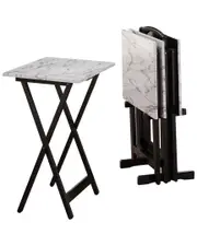 Linon Faux Marble Tray Set