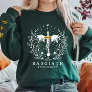 Fourth Wing Sweatshirt Basgiath War College Sweatshirt Women Graphic Hoodies Riders Quadrant Fantasy Reader Bookish Pullover Top dark green L