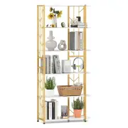 Costway6-Tier Bookshelf with Heavy-duty Metal Frame and 2 Anti-tipping Kits-White