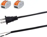 AC Power Pigtail 2 Prong 18AWG, Replacement Cable 120V Wall Plug, 3Ft Polarized