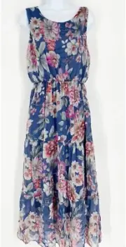 LARA G by Lara Guidotti Garden Floral Airy Silk Blend Maxi Dress sz M Fairy New!