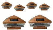 Solar Post Cap Light 6 Pcs 4x4 Solar Copper Color Square 5 LED Bulbs Fence Light