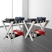 2pcs Folding Solid Wood Luggage Rack Suitcase Rack - Hotel Room Suitcase Support Stand, Travel Break Folding Stool, Landing Stand