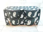 Fig & Fern Ceramic Happy Ghosts Ramekins Black And White Set of 4