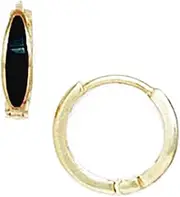 [JewelryWeb] 14k Yellow Gold Round Simulated Onyx Hinged Earrings 11x11mm Stud Earring for Women