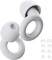 Concerts EarPlugs, Ear Protection,24dB NRR 14 Noise Cancelling Ear Plug Reusable, Silicon Earplugs for , Swimming, Block Snoring, & Motorcycles, 4 Tip Size Ear Plugs for Noise Reduction Reusable Silicone Ear Plugs for Work, Sleep (White)