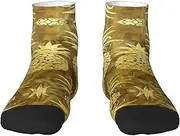 [YANYU] Gold Pineapple Background Print Workout Everyday Socks For Men And Women All Seasons Comfortable Adult Socks