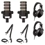 Rode PodMic Dynamic Podcasting Microphones (Pair) with Rode PSA1+ and NTH-100s