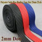 Polyester Printed Bias Binding Tape 2mm Dots 1" 25yds Handmade Sewing Edge