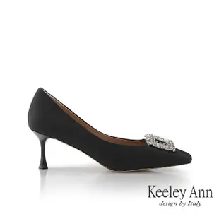 【Keeley Ann】高級絲綢方鑽高跟鞋(黑色375647110-Ann系列)