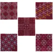 NEW Olympus Red Japan Embroidery SASHIKO KIT COASTER with tread & needle
