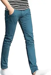 [Generic] Men's Wrinkle Resistant Chino Pant Casual Men Straight Leg Pocket Stretch Trousers Slim Fit Flex Waist Pants