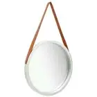 Wall Mirror with Strap 50cm Silver Makeup Living Room Hallway Accent Decor