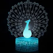 Rhafayre 3d Peacock Acrylic Desk Led Night Light Bedroom Table Lamp 7 Color Changing C