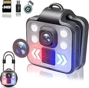 Body Camera 1080P Mini Small Sports Video Recorder with Magnetic Lanyard, 3 LED Modes Flashlight HeadLamp Waterproof Cam, Built-in 64GB, Suit for Child Pet Home Outdoor fishing Camping All Day Record