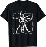 [Sojlreurs] Retro Vitruvian Man Guitar Rock Men Women Funny Guitar T-Shirt