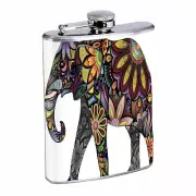 Elephant Art D24 Flask 8oz Stainless Steel Hip Drinking Whiskey