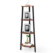 Costway 4-Tier Corner Bookcase Metal Storage Rack Display Shelf Black
