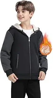 [MoFiz] Kids Sherpa Lined Hoodie Fleece Jacket Boys Girls Warm Sweatshirt Full Zip Hooded Soft Winter Coat School Outerwear