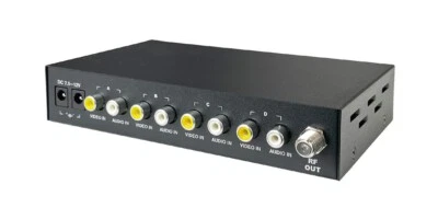 Premium 4-Channel RCA Audio Video To RF Coax Modulator Full UHF VHF CATV Range