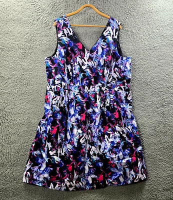 New Autograph Womens A-line Midi Dress Plus Size 22 Blue Pink Black Sleeveless