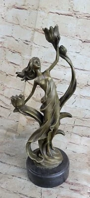 Cast Bronze Wood Nymph Candle Holders Hand Made Sculpture Figurine Statue Art