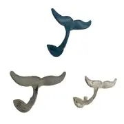 Set of 3 Cast Iron Nautical Whale Tail Wall Hooks - Stylish and Functional To...