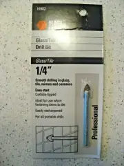Black & Decker Glass/Tile Drill Bit 1/4" New in Package 16902