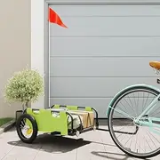 Bike Trailer Green Oxford Fabric and Iron-Bike Trailer Cargo in Steel Frame,ExtraStorage Carrier